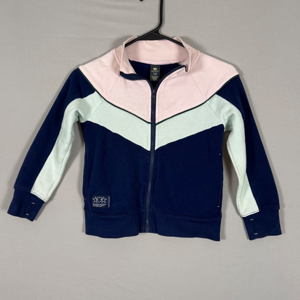 Xersion Track Jacket Kids Size S 7/8 Navy Pink Mint Colorblock New No Tags